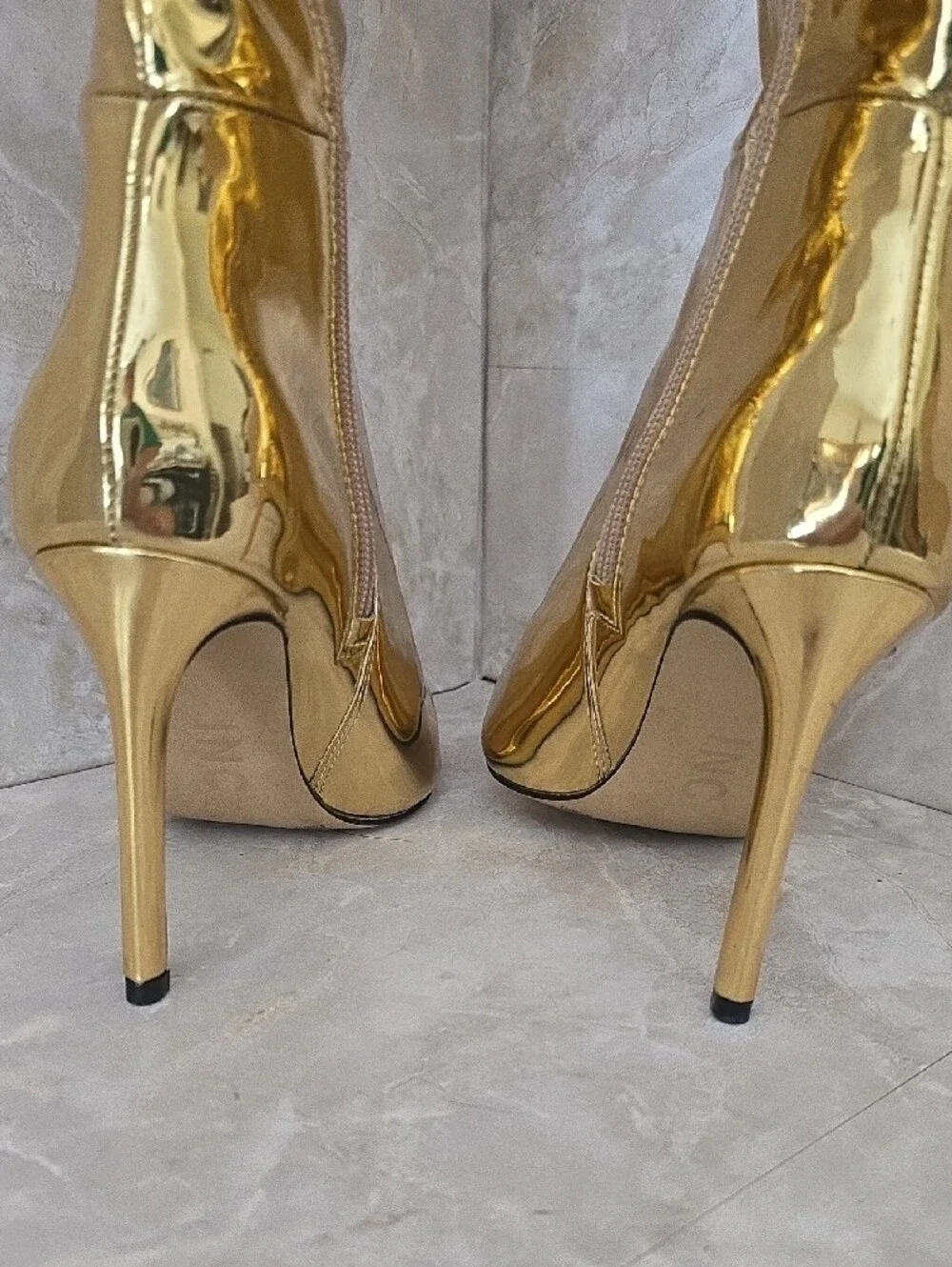 INC International Concepts Iyonna Gold Metallic Over-The-Knee Slouch Boots 6.5